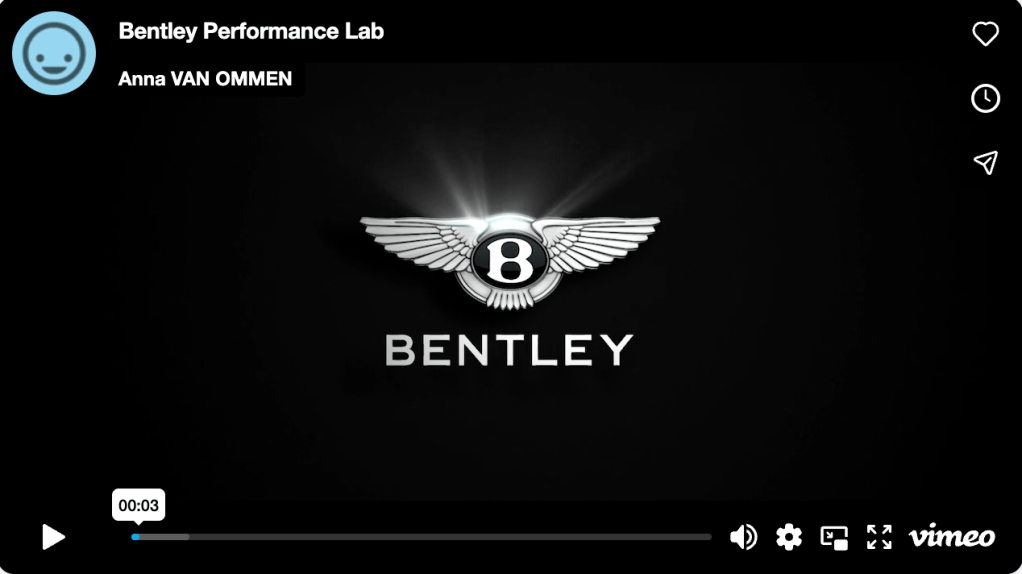 Still of Bentley film showing the Bentley logo on black background.